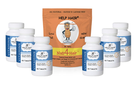 Image of Help Hair® Premier Vitamin 6 pack with Free Nuts4hair™ Collagen Complex